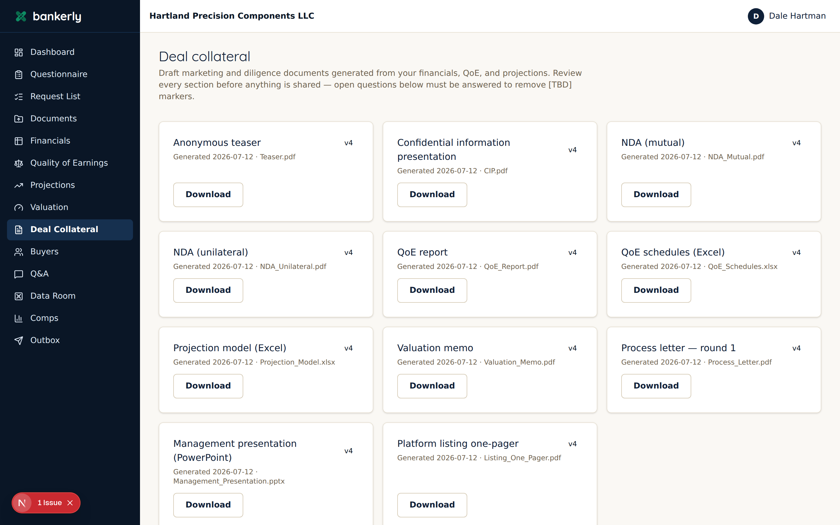 Confidential Information Presentation — sample generated by Bankerly from fictional demonstration data